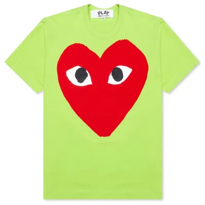 Pre-owned Comme Des Garçons Play Women's Pastelle Red Heart T-shirt In Green