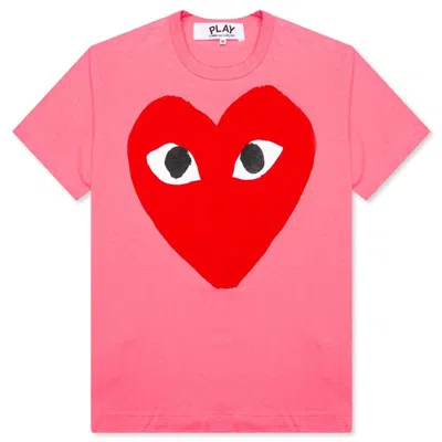 Pre-owned Comme Des Garçons Play Women's Pastelle Red Heart T-shirt In Pink