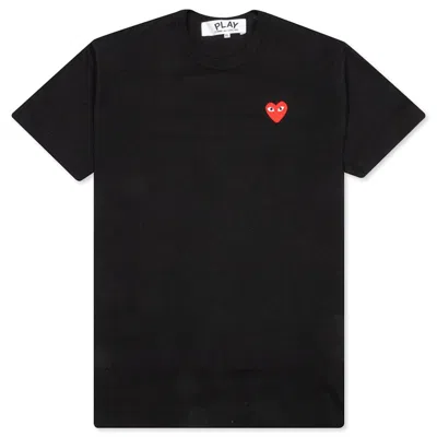 Pre-owned Comme Des Garçons Play Women's Red Emblem T-shirt In Black