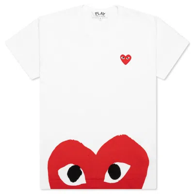 Pre-owned Comme Des Garçons Play Women's Red Half Heart T-shirt In White