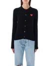 COMME DES GARÇONS PLAY WOMEN'S RED HEART CARDIGAN BY A LEADING LUXURY DESIGNER