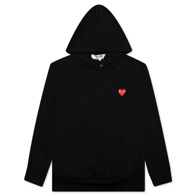 Pre-owned Comme Des Garçons Play Women's Red Heart Hoodie In Black