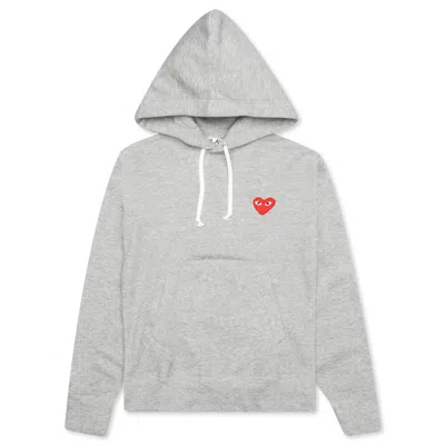 Pre-owned Comme Des Garçons Play Women's Red Heart Hoodie In Grey