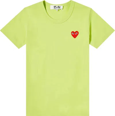 Pre-owned Comme Des Garçons Play Women's Red Heart Short Sleeve T-shirt In Green