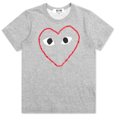 Pre-owned Comme Des Garçons Play Women's Red Heart Sketch T-shirt In Grey