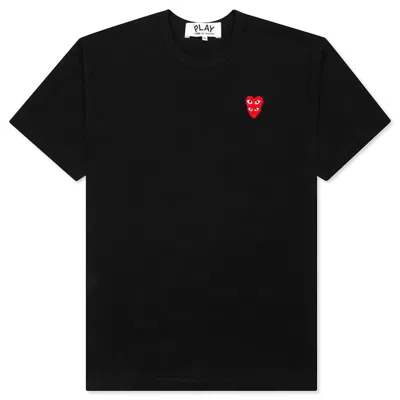 Pre-owned Comme Des Garçons Play Women's Red Stacked Heart T-shirt In Black