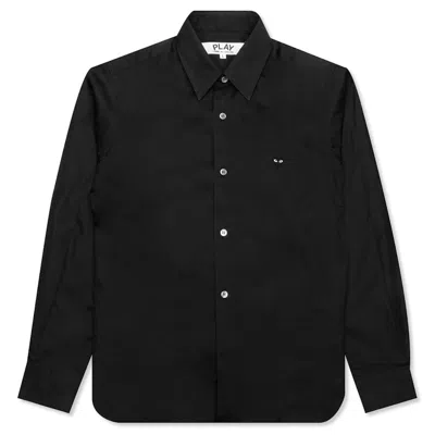 Pre-owned Comme Des Garçons Play Women's Small Emblem Button Up Shirt In Black