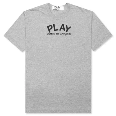 Pre-owned Comme Des Garçons Play Women's Small Text T-shirt In Grey