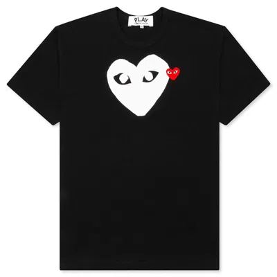 Pre-owned Comme Des Garçons Play Women's White Heart Red Emblem T-shirt In Black