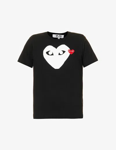 Comme Des Garçons Play Womens Black Heart-appliqué Regular-fit Cotton-jersey T-shirt