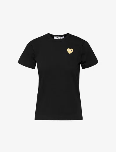 Comme Des Garçons Play Womens Black Heart-appliqué Slim-fit Cotton-jersey Top