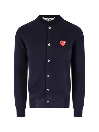 Comme Des Garçons Play Comme Des Garcons Play Wool Button-front Cardigan Sweater In Blue
