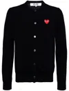 Comme Des Garçons Play Heart-patch Wool Cardigan In Blue