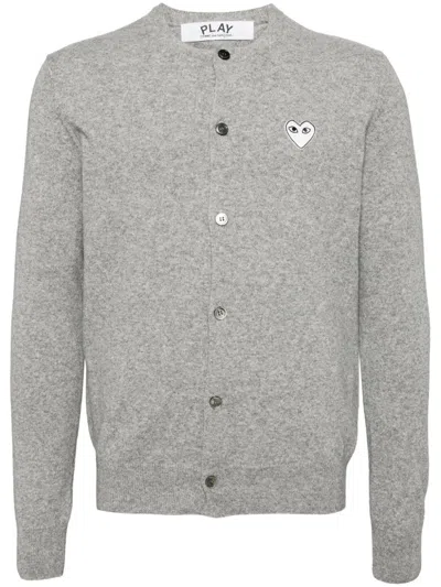 Comme Des Garçons Play Wool Cardigan In Grey