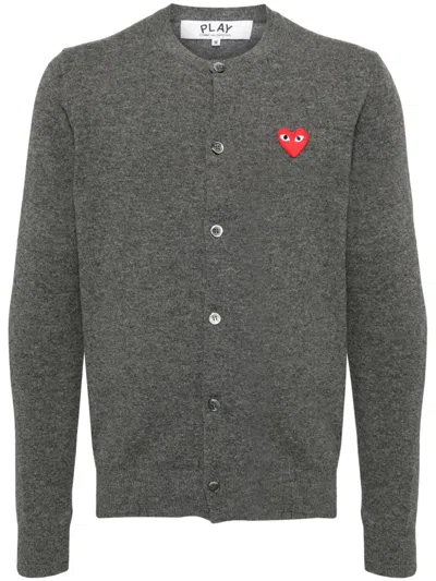 Comme Des Garçons Play Wool Cardigan In Grey