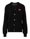 Comme Des Garçons Play Round-neck Cardigan Red Emmblem In Black