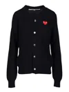 Comme Des Garçons Play Round-neck Cardigan Red Emmblem In Black