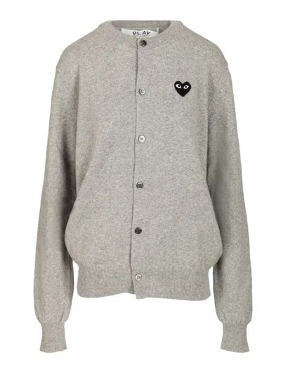 Comme Des Garçons Play Wool Cardigan Knitwear Grey In Gray
