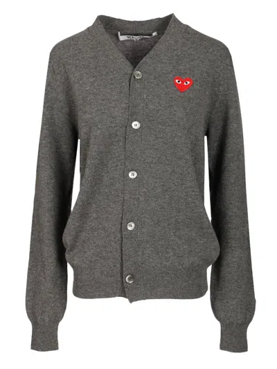 Comme Des Garçons Play Wool Cardigan Knitwear Grey In Gray