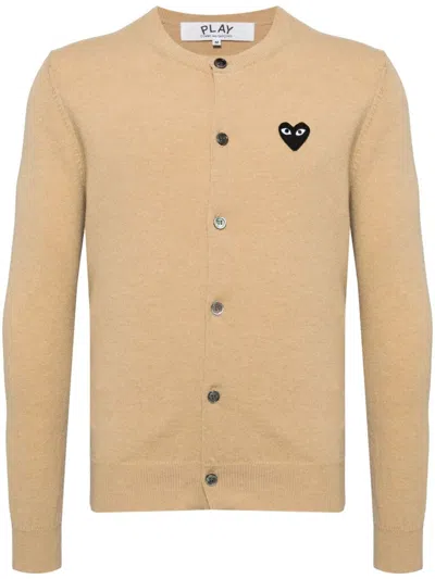 Comme Des Garçons Play Wool Cardigan In Neutrals