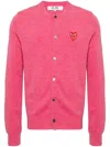 Comme Des Garçons Play Wool Cardigan In Pink
