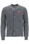Comme Des Garçons Play Comme Des Garcons Play Wool Cardigan With Heart Patch In Grey
