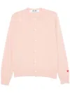 Comme Des Garçons Play Knit Cardigan Cuffs Ribbed Hem Detail In Pink
