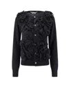 Comme Des Garçons Play Wool Cardigan With Ruffled Detail In Black