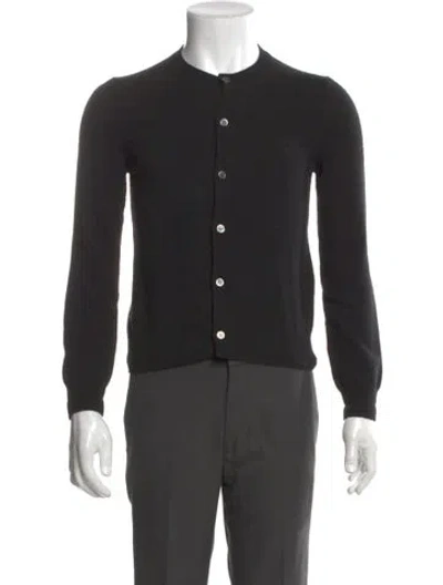 Pre-owned Comme Des Garçons Play Wool Crew Neck Cardigan In Black