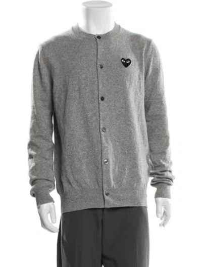 Pre-owned Comme Des Garçons Play Wool Crew Neck Cardigan In Gray