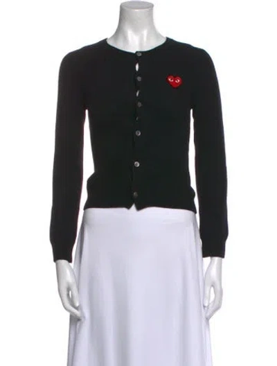 Pre-owned Comme Des Garçons Play Wool Crew Neck Sweater In Black