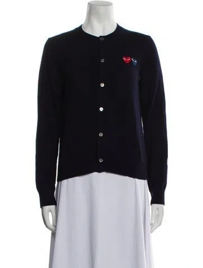 Pre-owned Comme Des Garçons Play Wool Crew Neck Sweater In Black