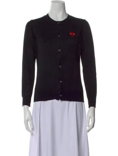 Pre-owned Comme Des Garçons Play Wool Crew Neck Sweater In Black