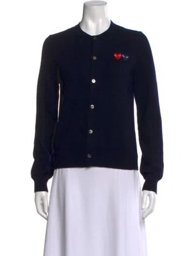 Pre-owned Comme Des Garçons Play Wool Crew Neck Sweater In Black