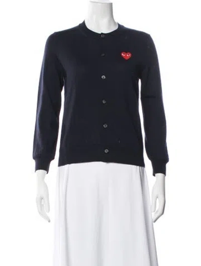 Pre-owned Comme Des Garçons Play Wool Crew Neck Sweater In Black