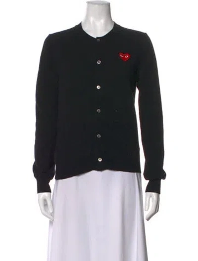 Pre-owned Comme Des Garçons Play Wool Crew Neck Sweater In Black