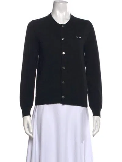 Pre-owned Comme Des Garçons Play Wool Crew Neck Sweater In Black