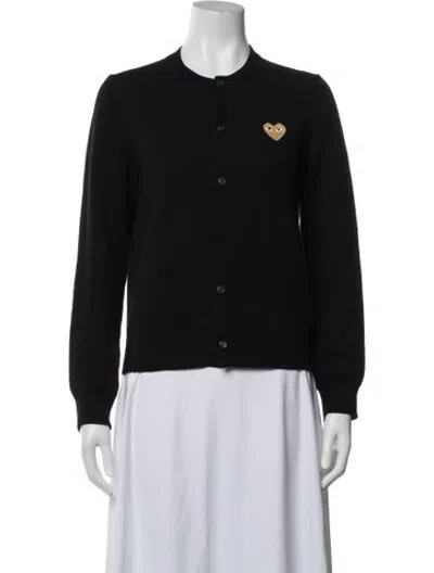Pre-owned Comme Des Garçons Play Wool Crew Neck Sweater In Black