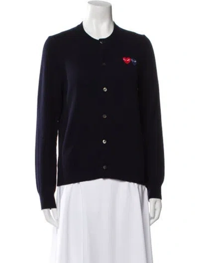 Pre-owned Comme Des Garçons Play Wool Crew Neck Sweater In Blue