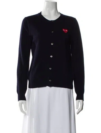 Pre-owned Comme Des Garçons Play Wool Crew Neck Sweater In Blue