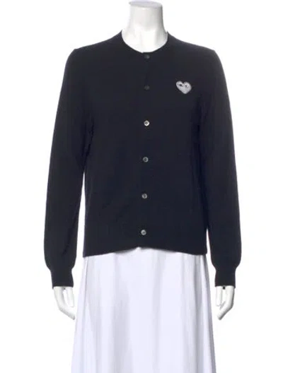 Pre-owned Comme Des Garçons Play Wool Crew Neck Sweater In Blue