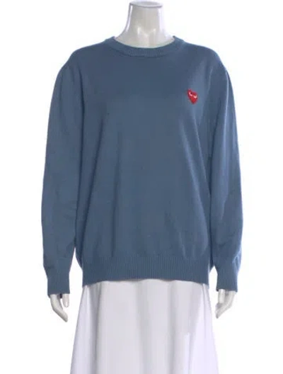 Pre-owned Comme Des Garçons Play Wool Crew Neck Sweater In Blue