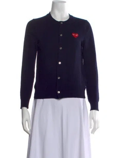 Pre-owned Comme Des Garçons Play Wool Crew Neck Sweater In Blue
