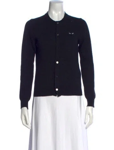 Pre-owned Comme Des Garçons Play Wool Crew Neck Sweater In Blue