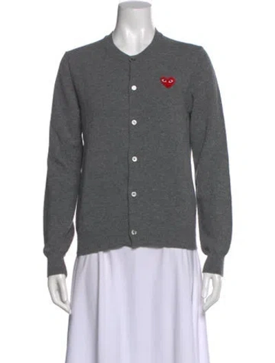 Pre-owned Comme Des Garçons Play Wool Crew Neck Sweater In Gray