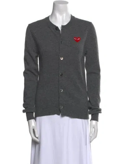 Pre-owned Comme Des Garçons Play Wool Crew Neck Sweater In Gray