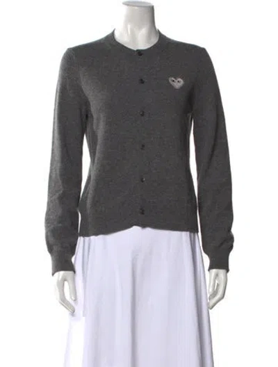 Pre-owned Comme Des Garçons Play Wool Crew Neck Sweater In Grey