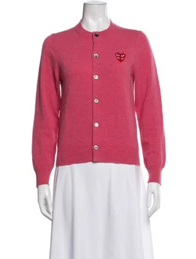 Pre-owned Comme Des Garçons Play Wool Crew Neck Sweater In Pink