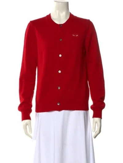 Pre-owned Comme Des Garçons Play Wool Crew Neck Sweater In Red