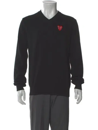 Pre-owned Comme Des Garçons Play Wool Graphic Print Pullover In Gray